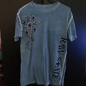 Blue raw state graphic short sleeve shirt